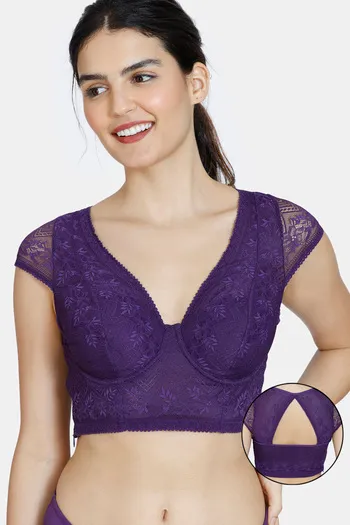 Buy Zivame Love Stories Padded Wired Full Coverage Blouse Bra - Crown Jewel